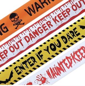 4 Pack Halloween Decorations Caution Tape/ Halloween Fright Tape